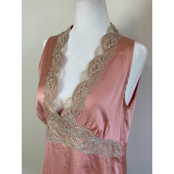 Y2K Leigh Bantivoglio Silk lace Camisole Tank L Pink Fairycore Romantic Vtg - Picture 2 of 14
